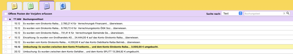 MoneyMaker Account Buchungstext